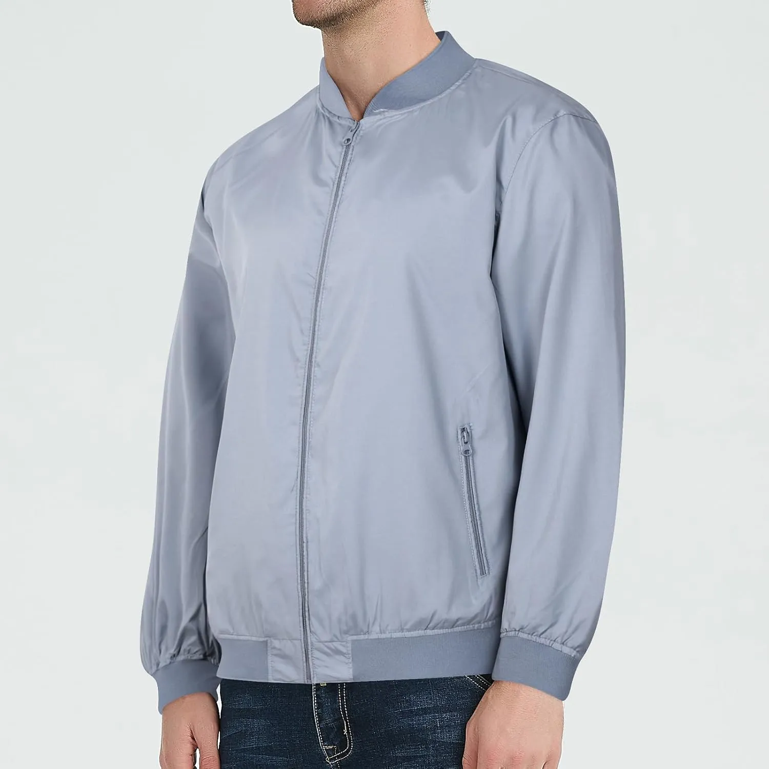 Men's Jacket Lightweight Bomber Jacket Casual Slim Fit Softshell Windbreaker Jackets Windproof Zip Up Coats