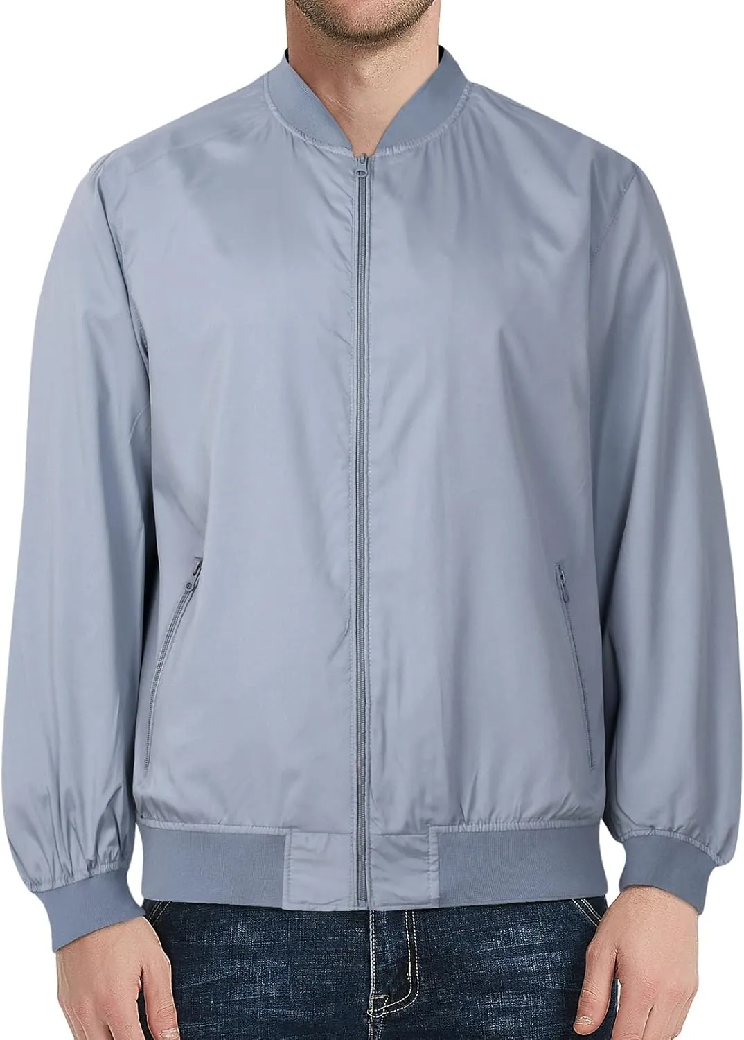 Men's Jacket Lightweight Bomber Jacket Casual Slim Fit Softshell Windbreaker Jackets Windproof Zip Up Coats
