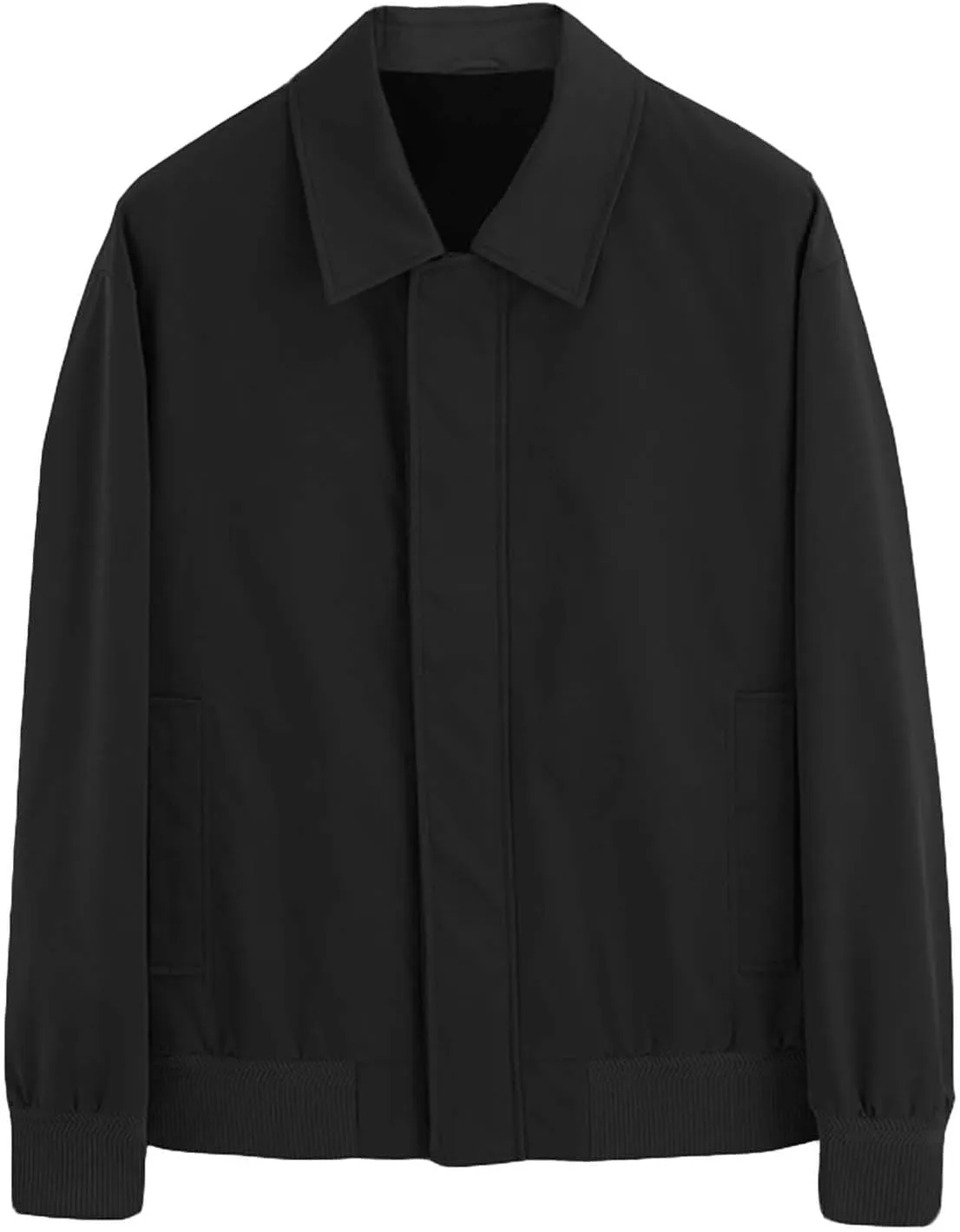 Men's Lightweight Jacket Fashion Solid Color Lapel Zipper Windbreaker Long Sleeve Casual Golf Jacket with Pockets