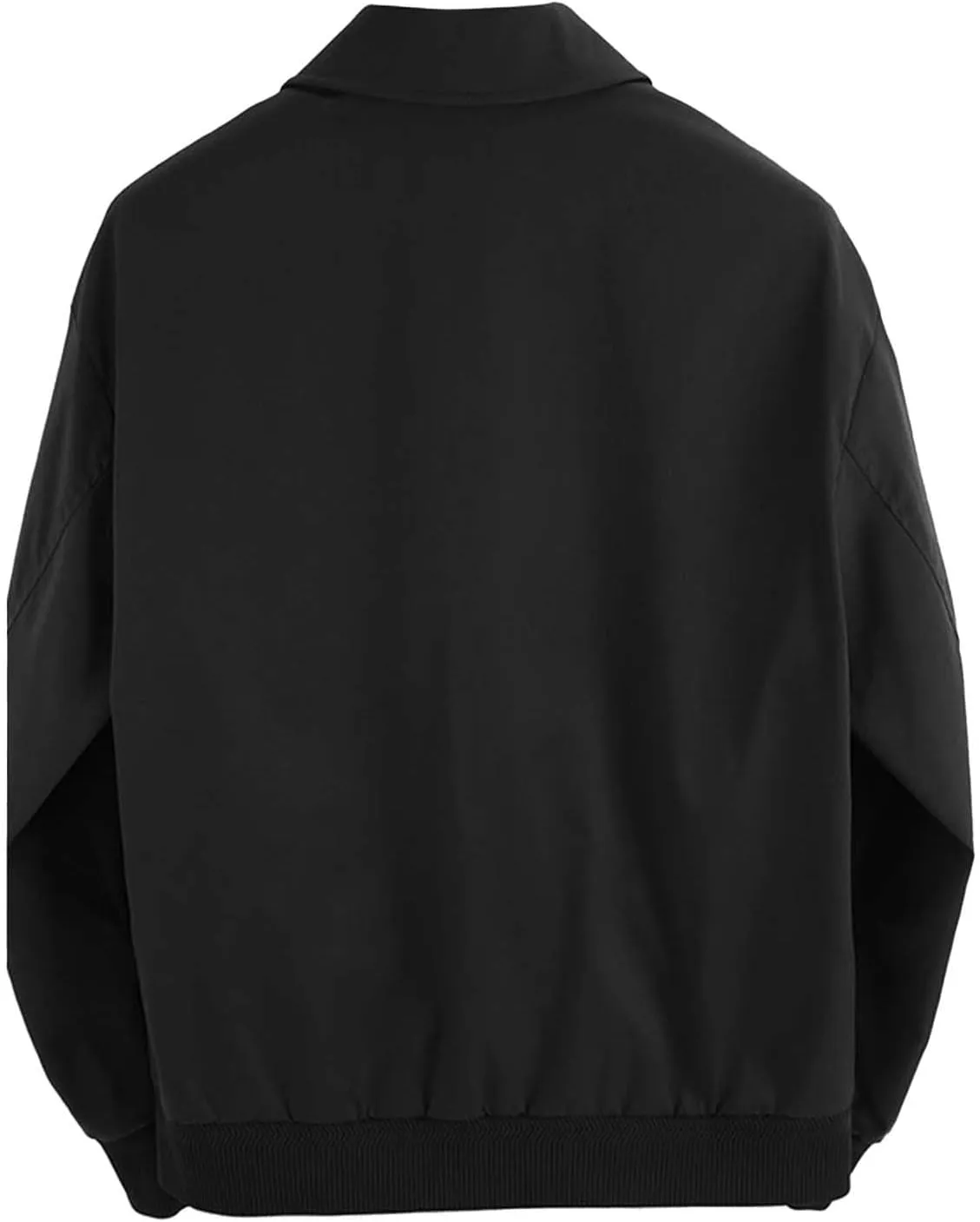 Men's Lightweight Jacket Fashion Solid Color Lapel Zipper Windbreaker Long Sleeve Casual Golf Jacket with Pockets