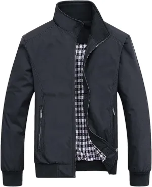 Men's Lightweight Jacket Full Zip Casual Coat Outdoor Windbreaker Jacket Fall Stylish Casual Sports Coats with Pocket