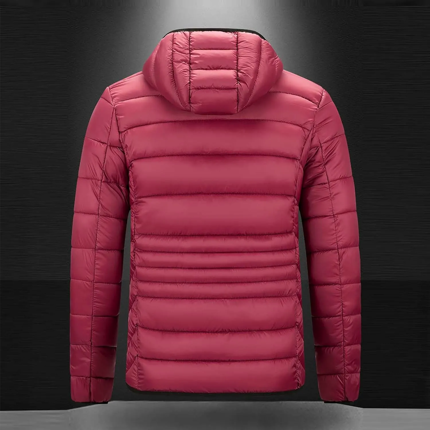 Men's Lightweight Puffer Jacket Hooded Windproof Winter Coat Full Zip Insulated Quilted Lined Down Coat with Removable Hood