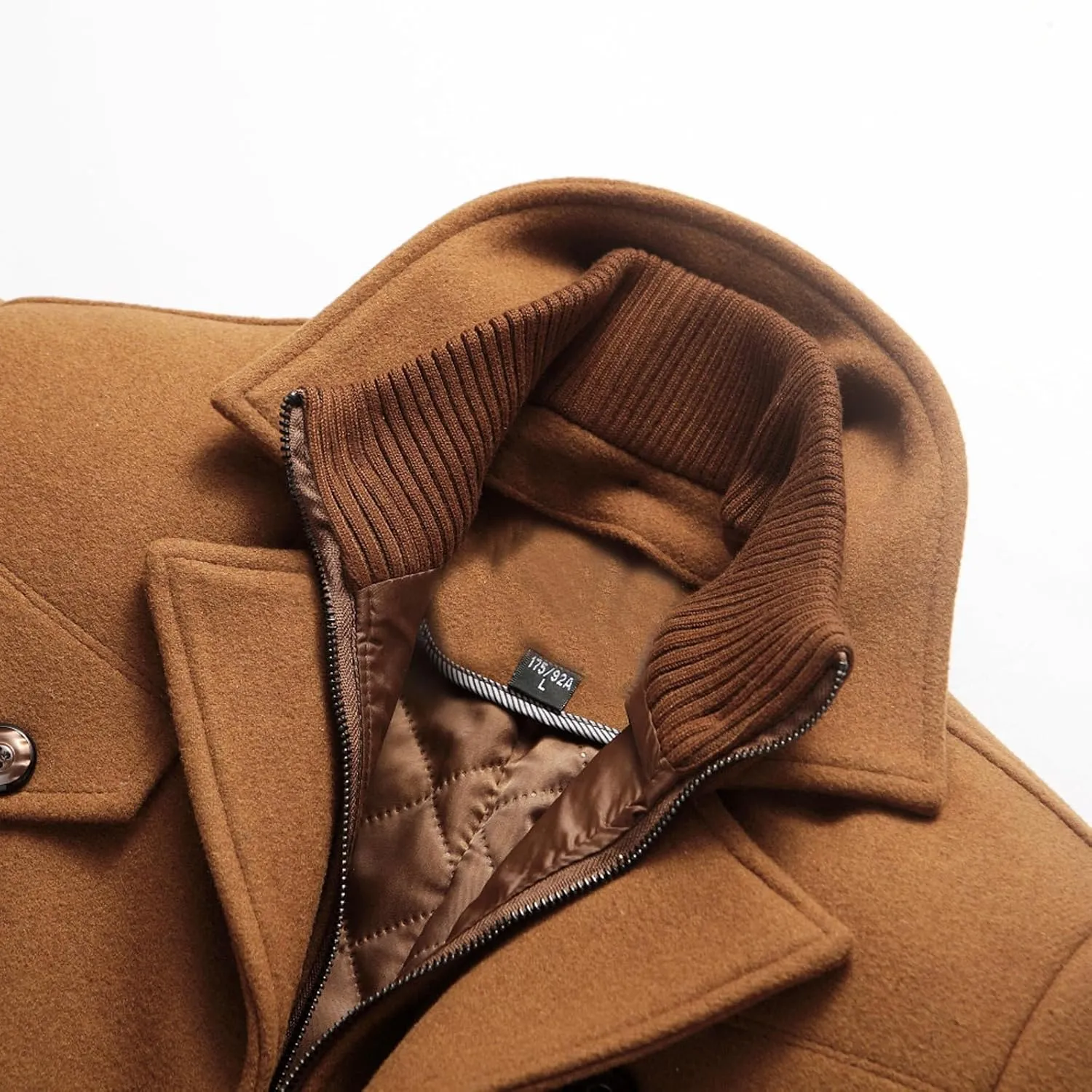 Men's Pea Coat Winter Warm Heavyweight Trench Coats Single Breasted Short Wool Jacket Thicken Casual Peacoat Overcoat