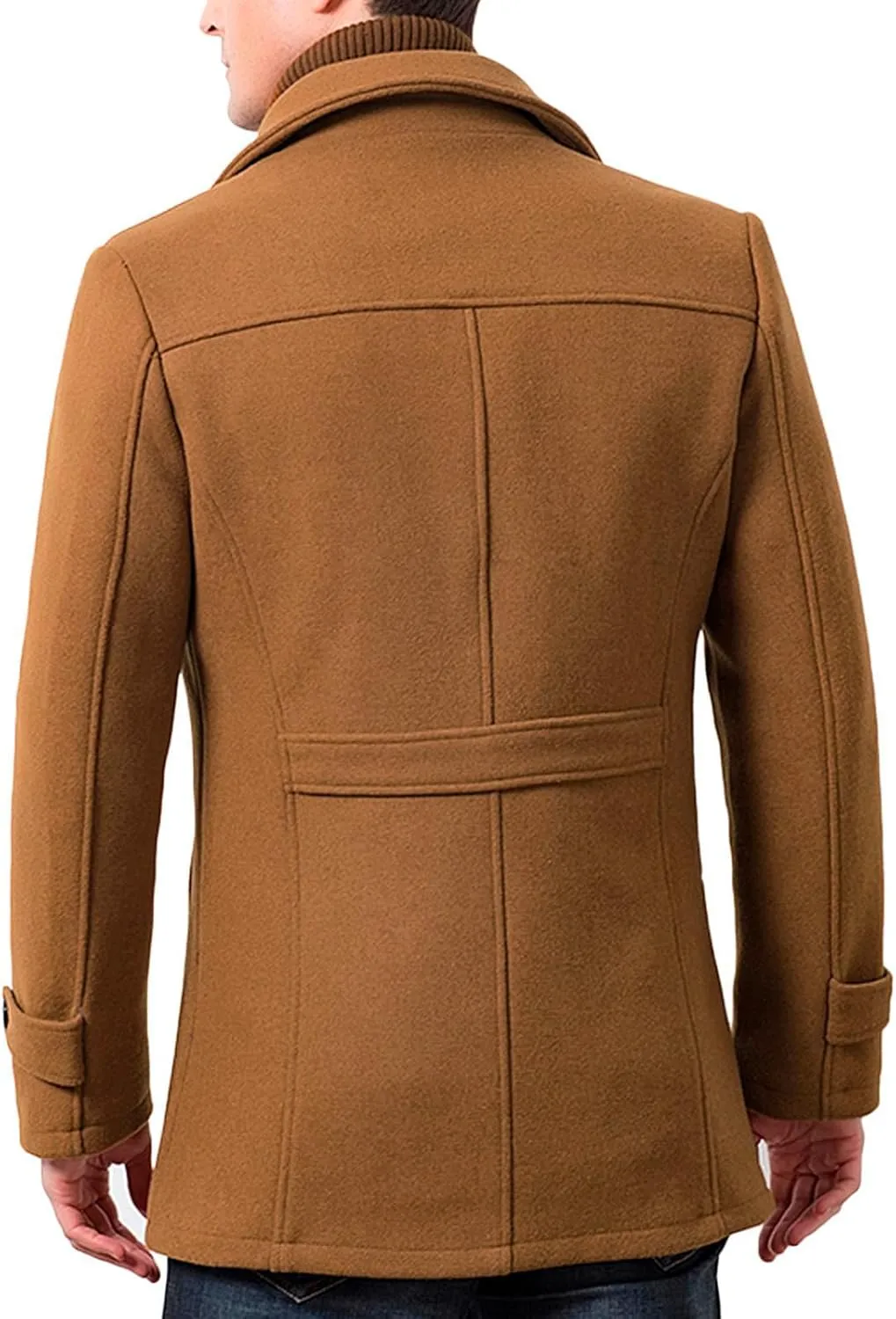 Men's Pea Coat Winter Warm Heavyweight Trench Coats Single Breasted Short Wool Jacket Thicken Casual Peacoat Overcoat