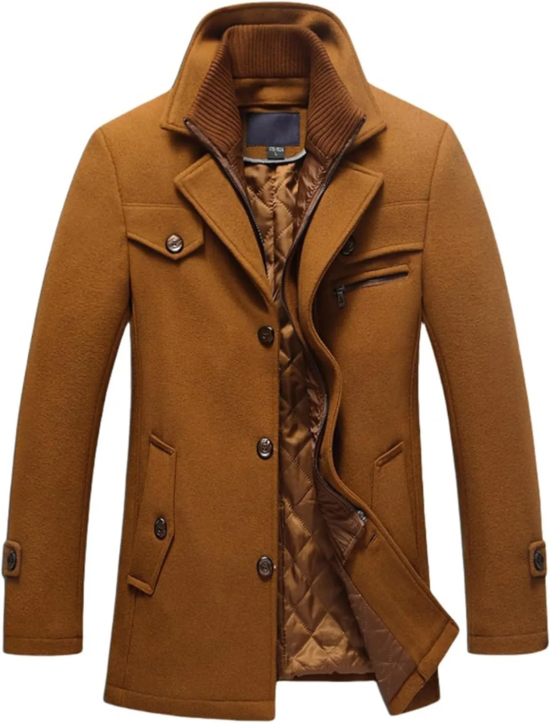 Men's Pea Coat Winter Warm Heavyweight Trench Coats Single Breasted Short Wool Jacket Thicken Casual Peacoat Overcoat