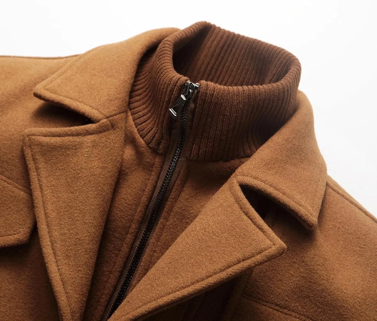 Men's Pea Coat Winter Warm Heavyweight Trench Coats Single Breasted Short Wool Jacket Thicken Casual Peacoat Overcoat