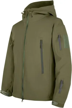 Men's Softshell Jacket with Hood Waterproof Windbreaker Zip Lightweight Rain Shell Jackets for Outdoor Hiking Travel