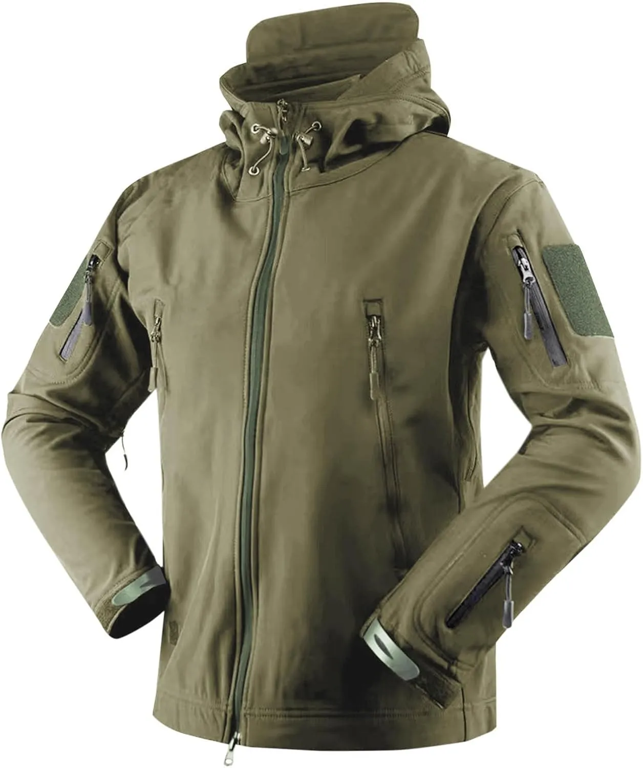 Men's Softshell Jacket with Hood Waterproof Windbreaker Zip Lightweight Rain Shell Jackets for Outdoor Hiking Travel