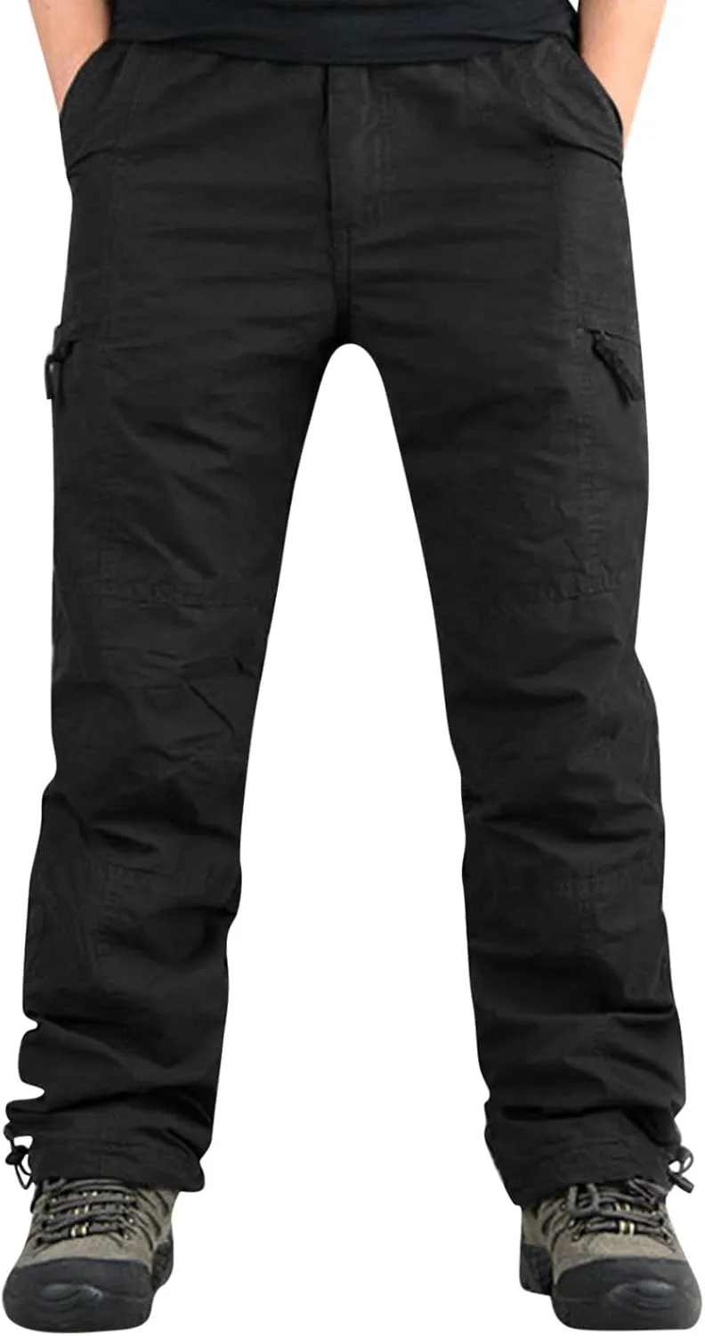 Mens Workout Cargo Sweatpants Casual Cargo Pants Loose Fit Jogger Sweatpants Tactical Work Pants Multi Pocket Outdoor