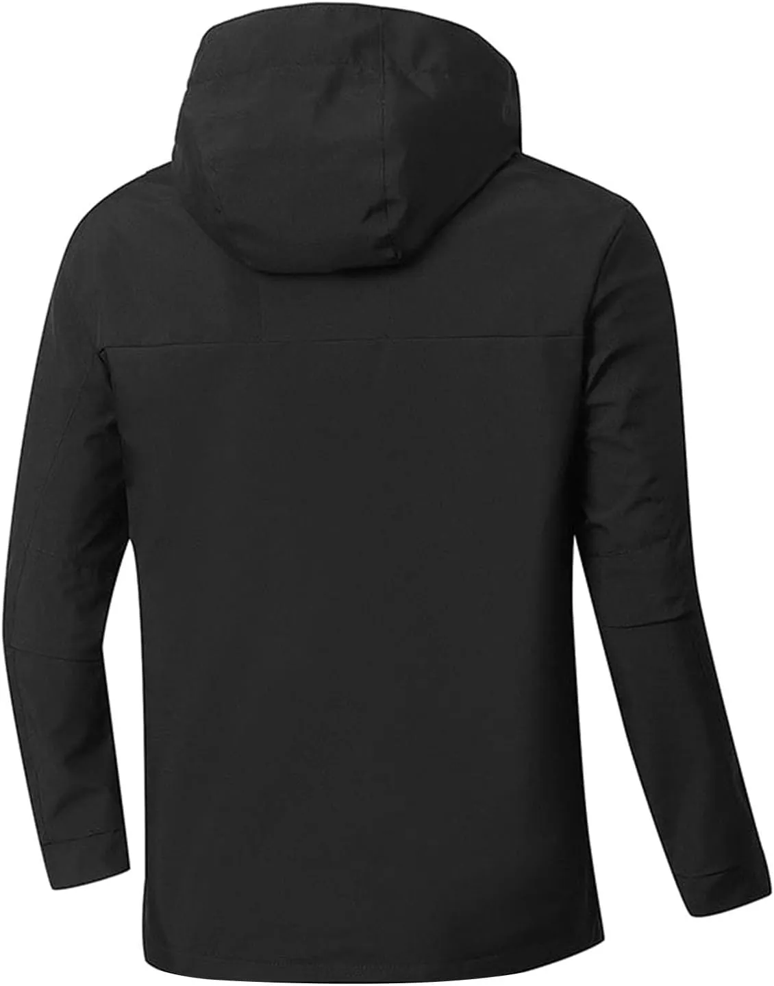 Mens Zipper Windproof Waterproof Jacket Solid Color Drawstring Windbreaker Casual Slim Fit Loose Jacket with Pocket