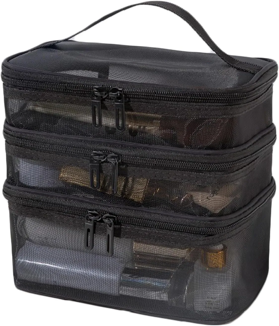Mesh Cosmetic Bag Makeup Bags Portable Travel Organizing Zipper Pouch Toiletries Make up Pouches for Summer Beach Home Office