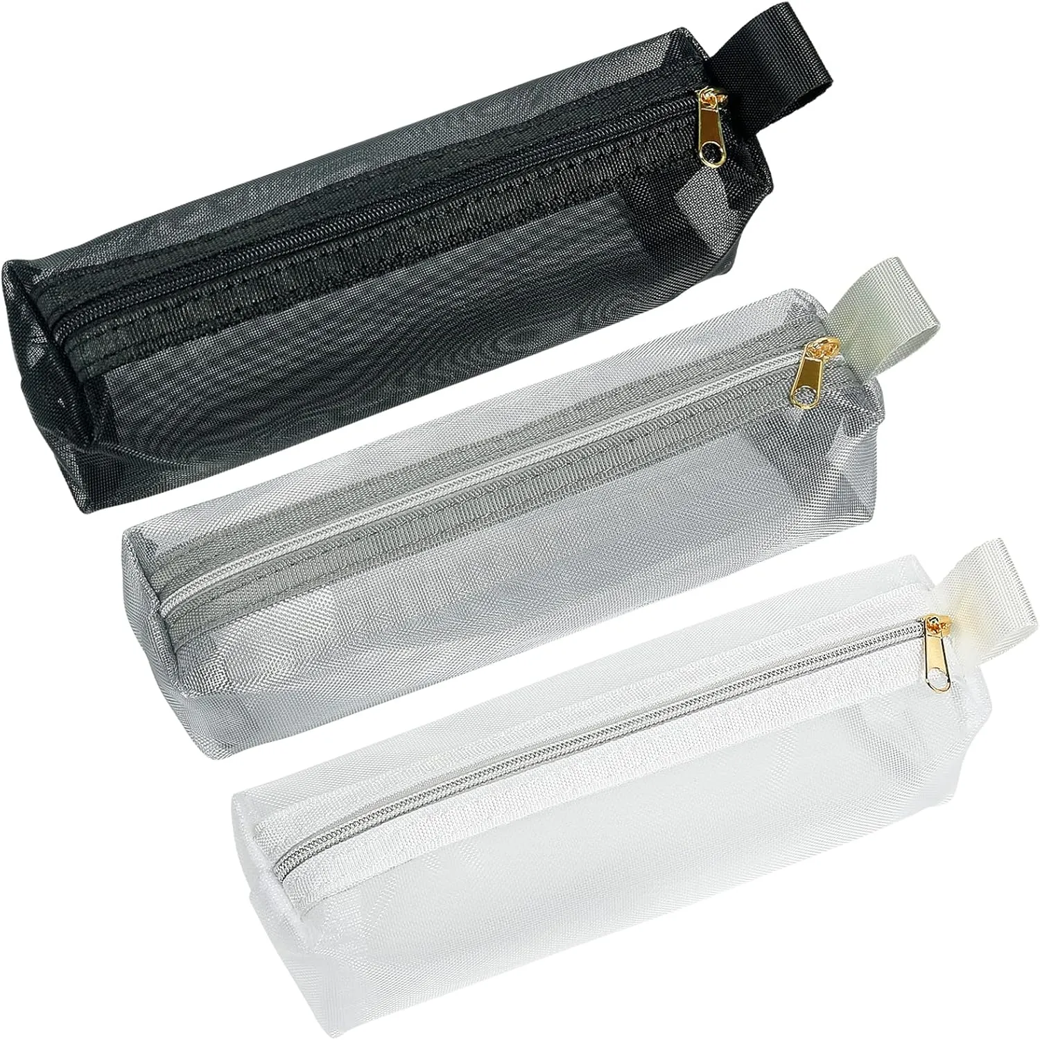 Mesh Makeup Brush Bag, 3Pcs Mesh Cosmetic Bag, Portable Travel Cosmetic Pouches for Makeup Brushes, Small Items, and Purse OrganizationPencil Pouch