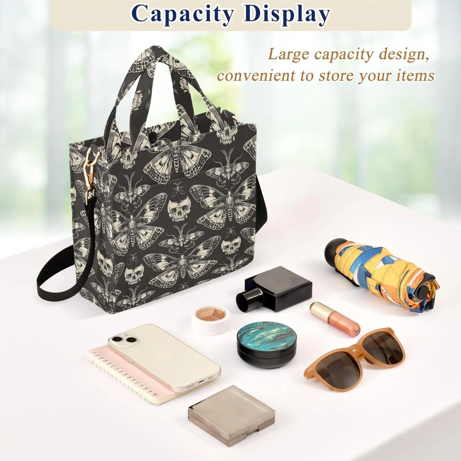 MNSRUU Corduroy Tote Bag for Women Gothic Skull Crossbody Tote