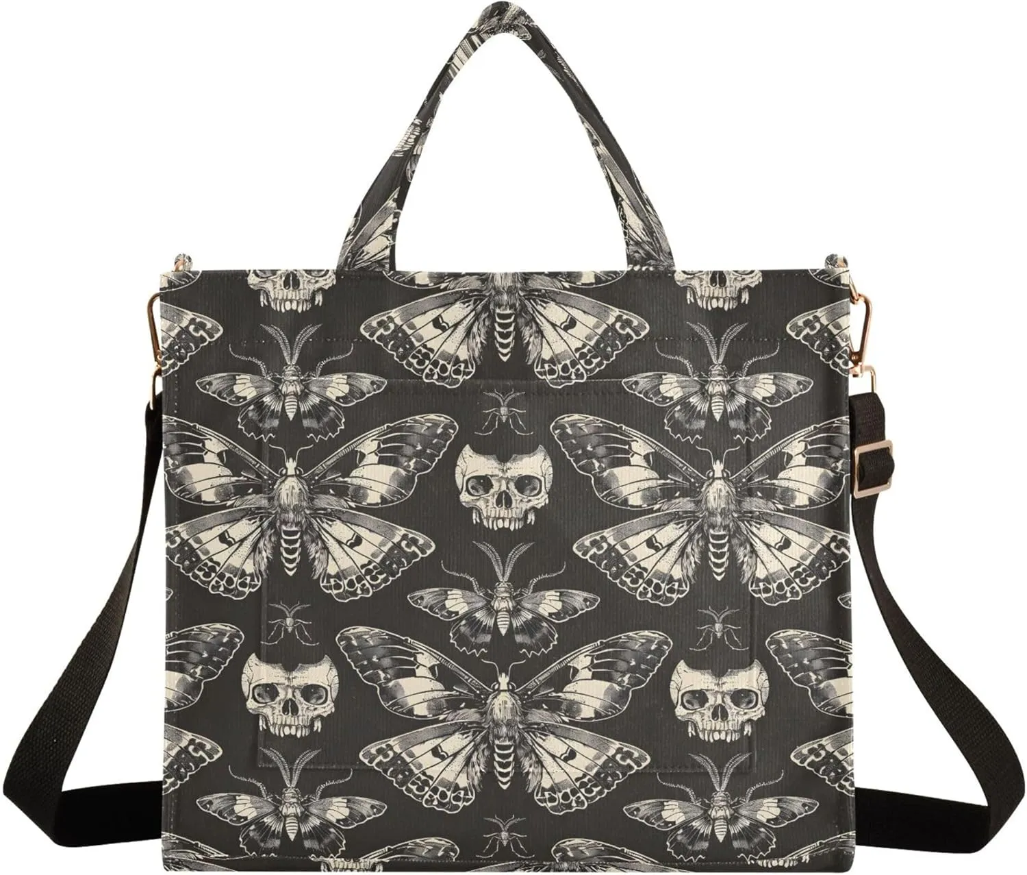 MNSRUU Corduroy Tote Bag for Women Gothic Skull Crossbody Tote