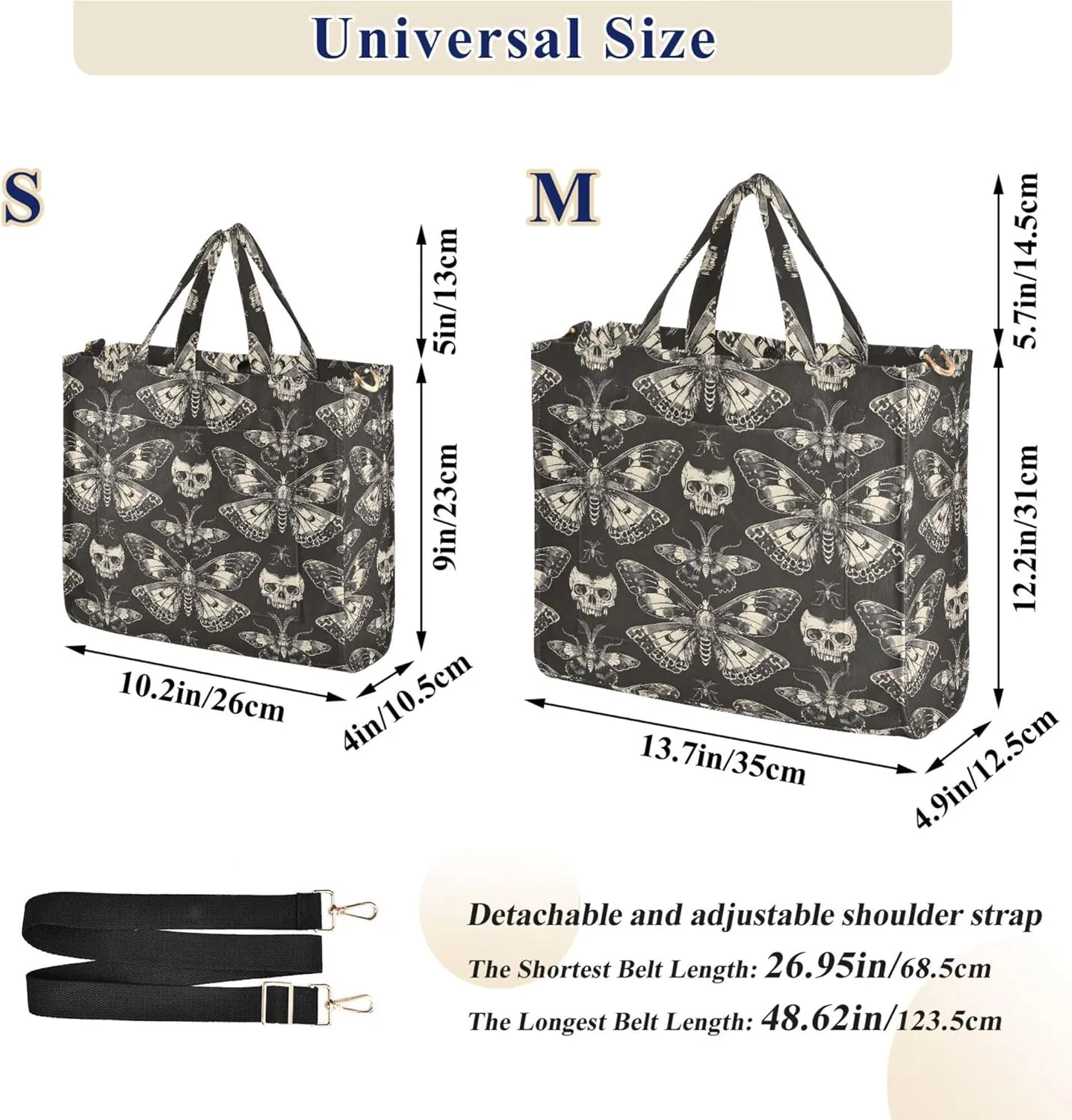 MNSRUU Corduroy Tote Bag for Women Gothic Skull Crossbody Tote