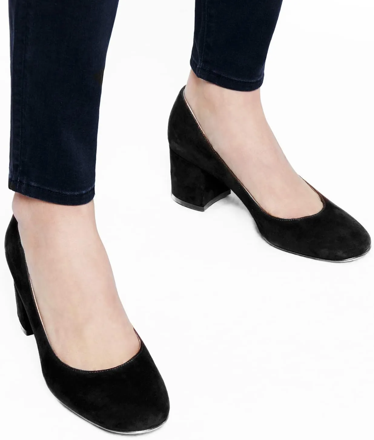 MOOMMO Women Classic Chunky Block Heel Suede Pumps Round Closed Toe Slip On 2" Low Thick Heels Dress Shoes Matte Patent Spring Fashion Office Ladies Work Pump Basic Shoe Elegant Wedding 4-11 M US