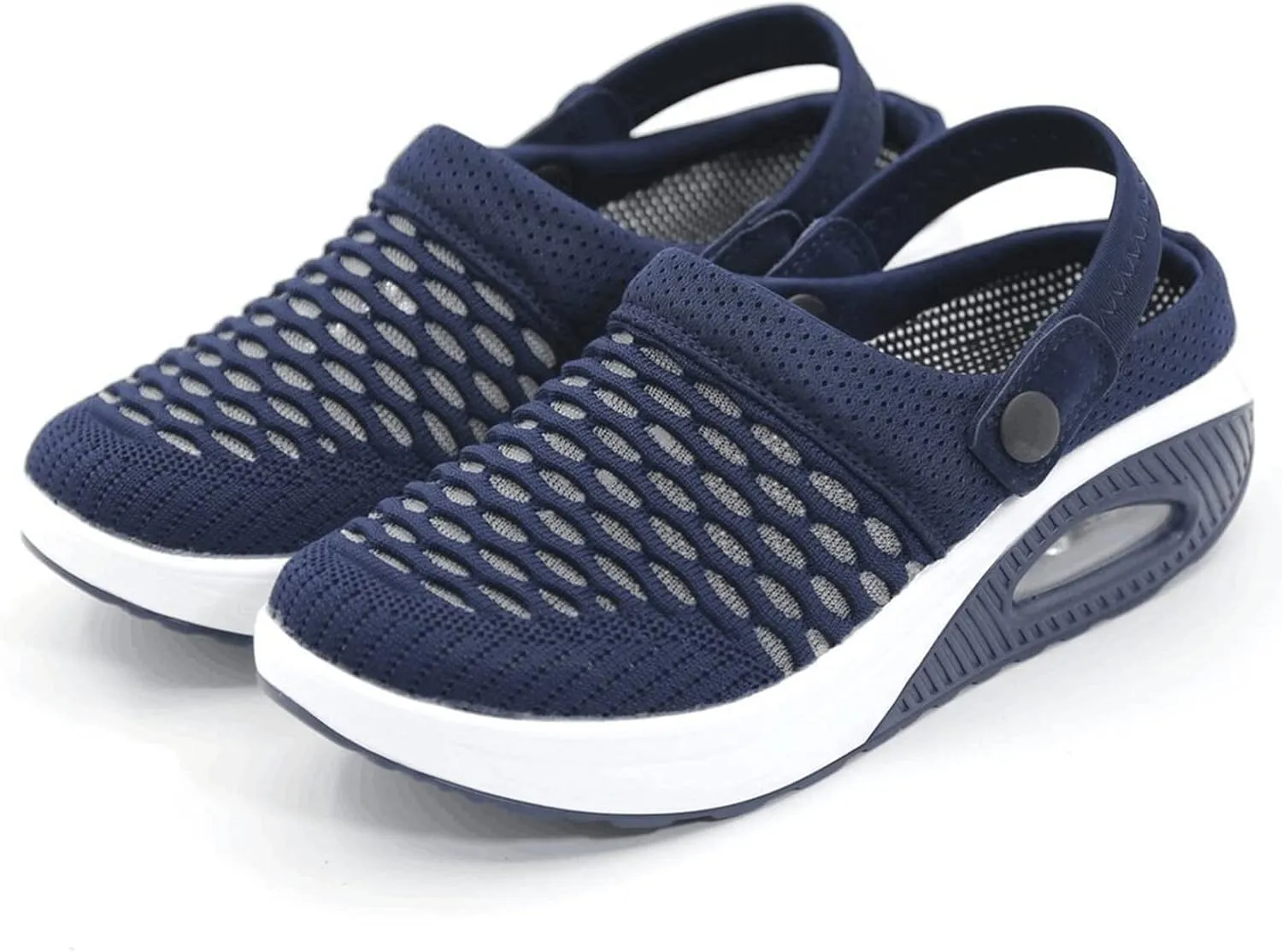 Mules Clogs for Women Orthopedic Air Cushion Wide Width Non-Slip Sneakers Adjustable Beach Shoes Outdoor Slippers Breathable Platform Mesh Sandals