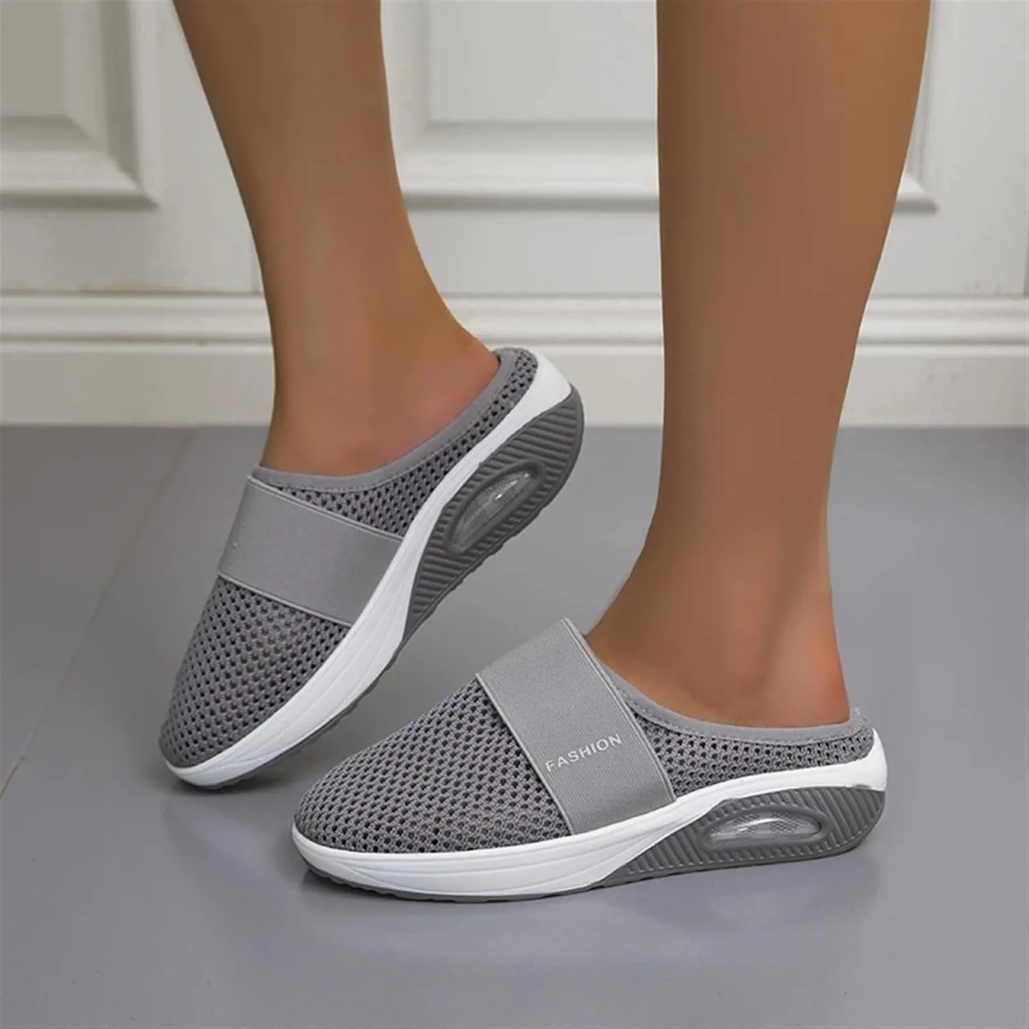 Mules for Women 2025 Air-Cushion Slip-On Walking Shoes Summer Orthopedic Diabetic Slippers Slip On Closed Toe Shoes Arch-Support Beach Sandals Backless Breathable Sneakers