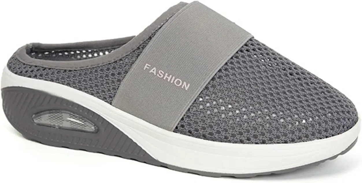 Mules for Women 2025 Air-Cushion Slip-On Walking Shoes Summer Orthopedic Diabetic Slippers Slip On Closed Toe Shoes Arch-Support Beach Sandals Backless Breathable Sneakers