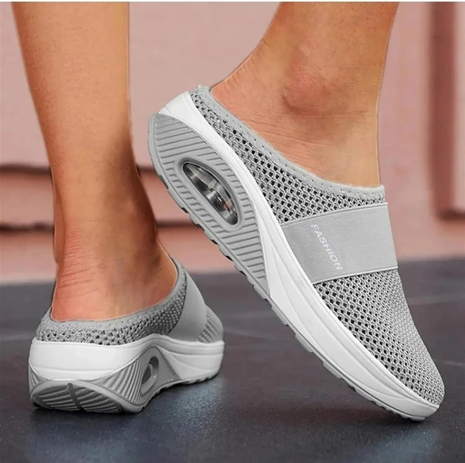 Mules for Women 2025 Air-Cushion Slip-On Walking Shoes Summer Orthopedic Diabetic Slippers Slip On Closed Toe Shoes Arch-Support Beach Sandals Backless Breathable Sneakers