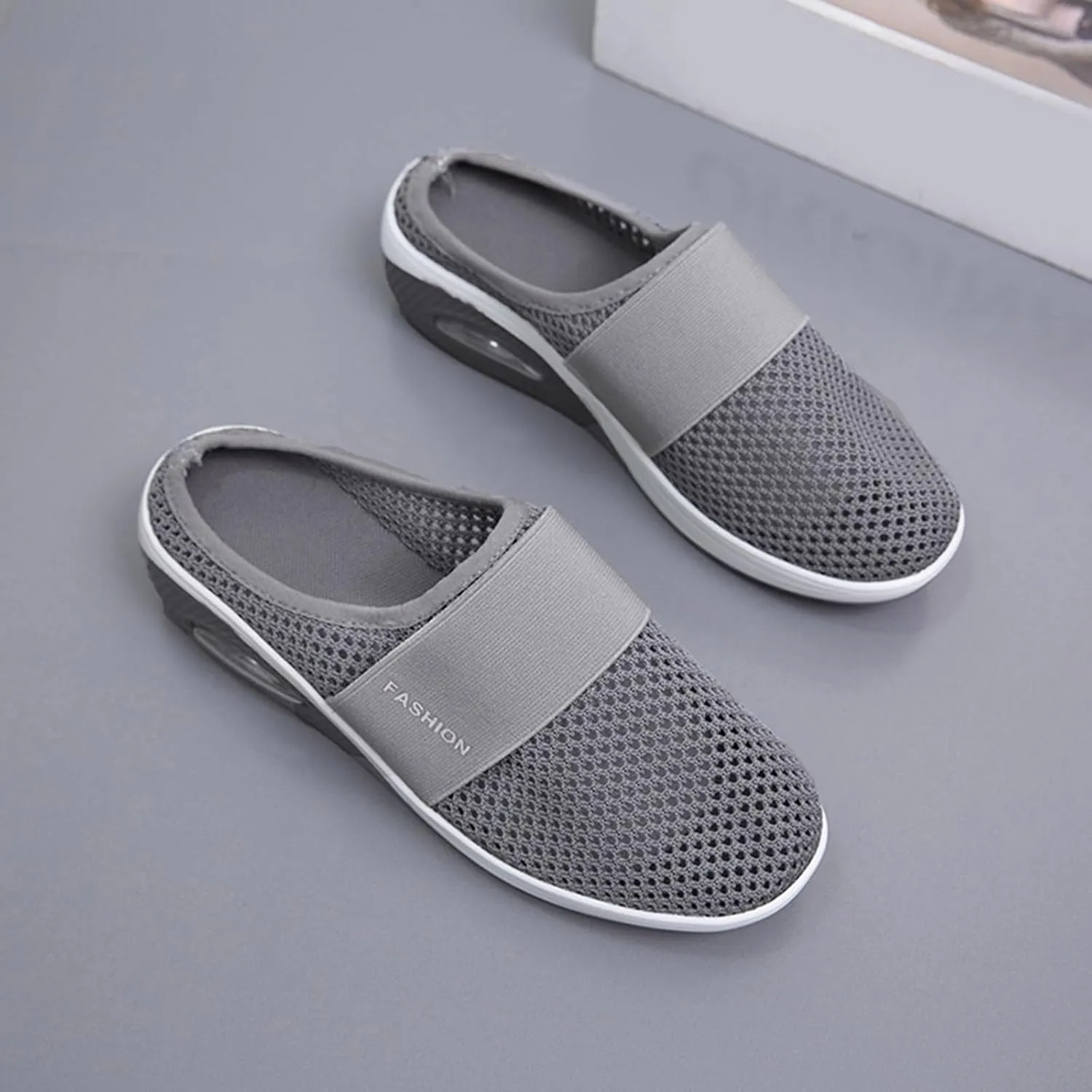 Mules for Women 2025 Air-Cushion Slip-On Walking Shoes Summer Orthopedic Diabetic Slippers Slip On Closed Toe Shoes Arch-Support Beach Sandals Backless Breathable Sneakers