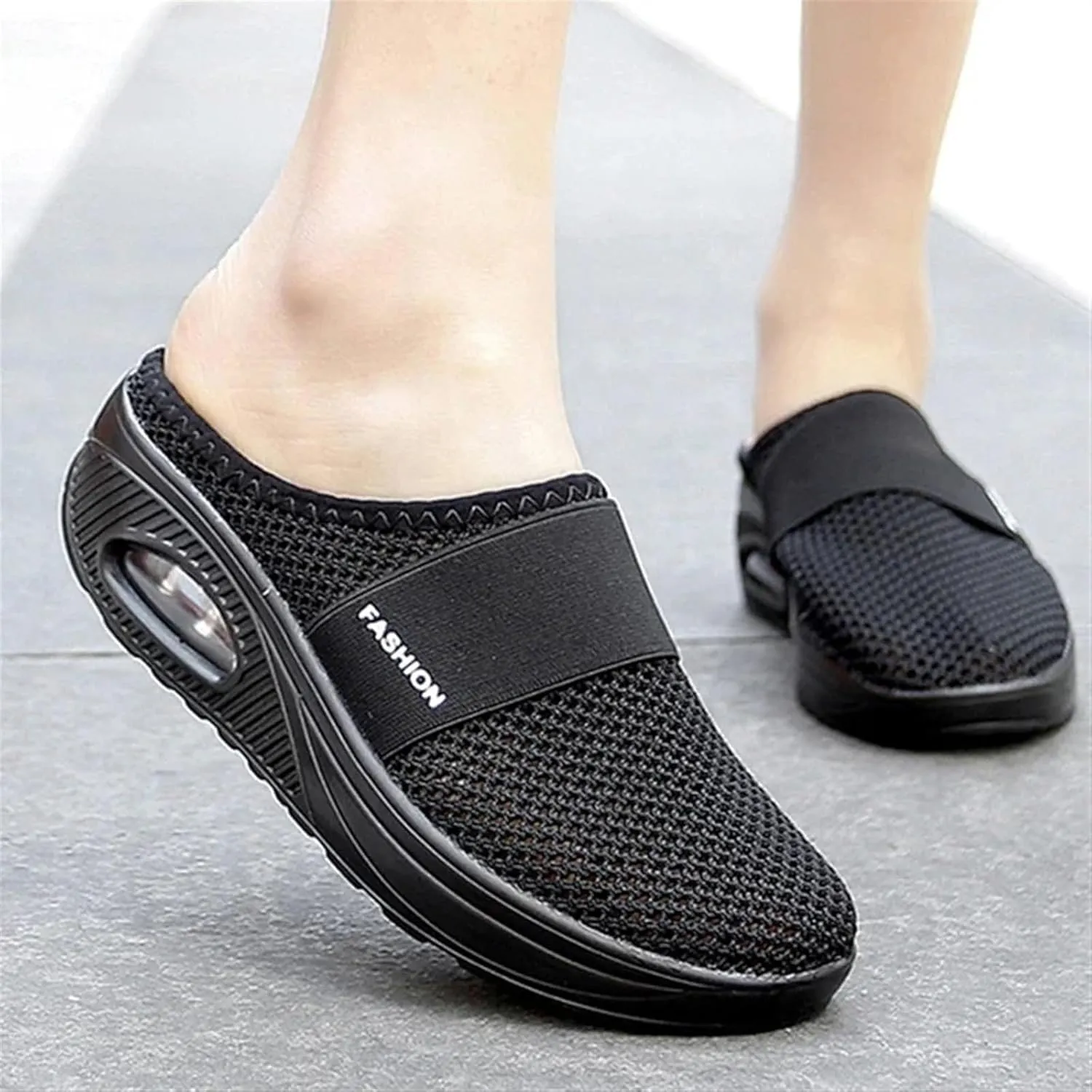 Mules for Women 2025 Air-Cushion Slip-On Walking Shoes Summer Orthopedic Diabetic Slippers Slip On Closed Toe Shoes Arch-Support Beach Sandals Backless Breathable Sneakers
