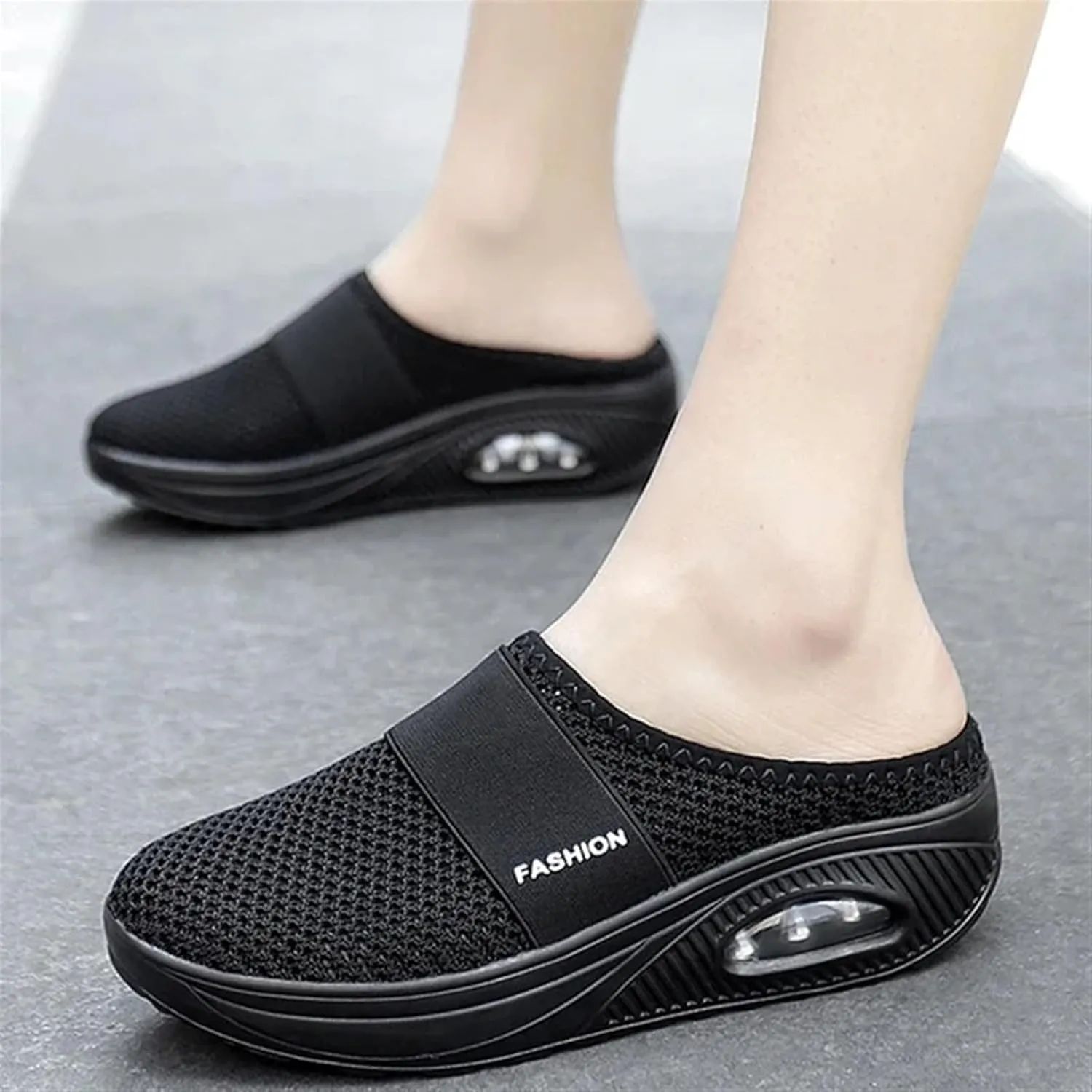 Mules for Women 2025 Air-Cushion Slip-On Walking Shoes Summer Orthopedic Diabetic Slippers Slip On Closed Toe Shoes Arch-Support Beach Sandals Backless Breathable Sneakers
