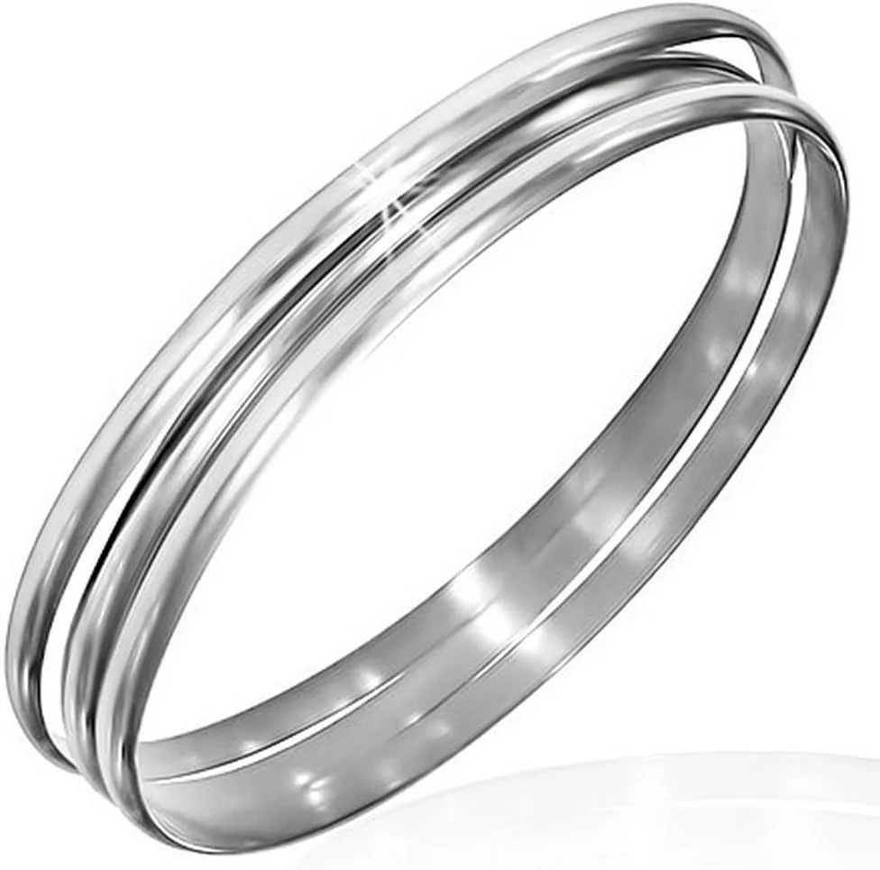 My Daily Styles Stainless Steel Silver-Tone Three Stackable Womens Bangle Bracelets