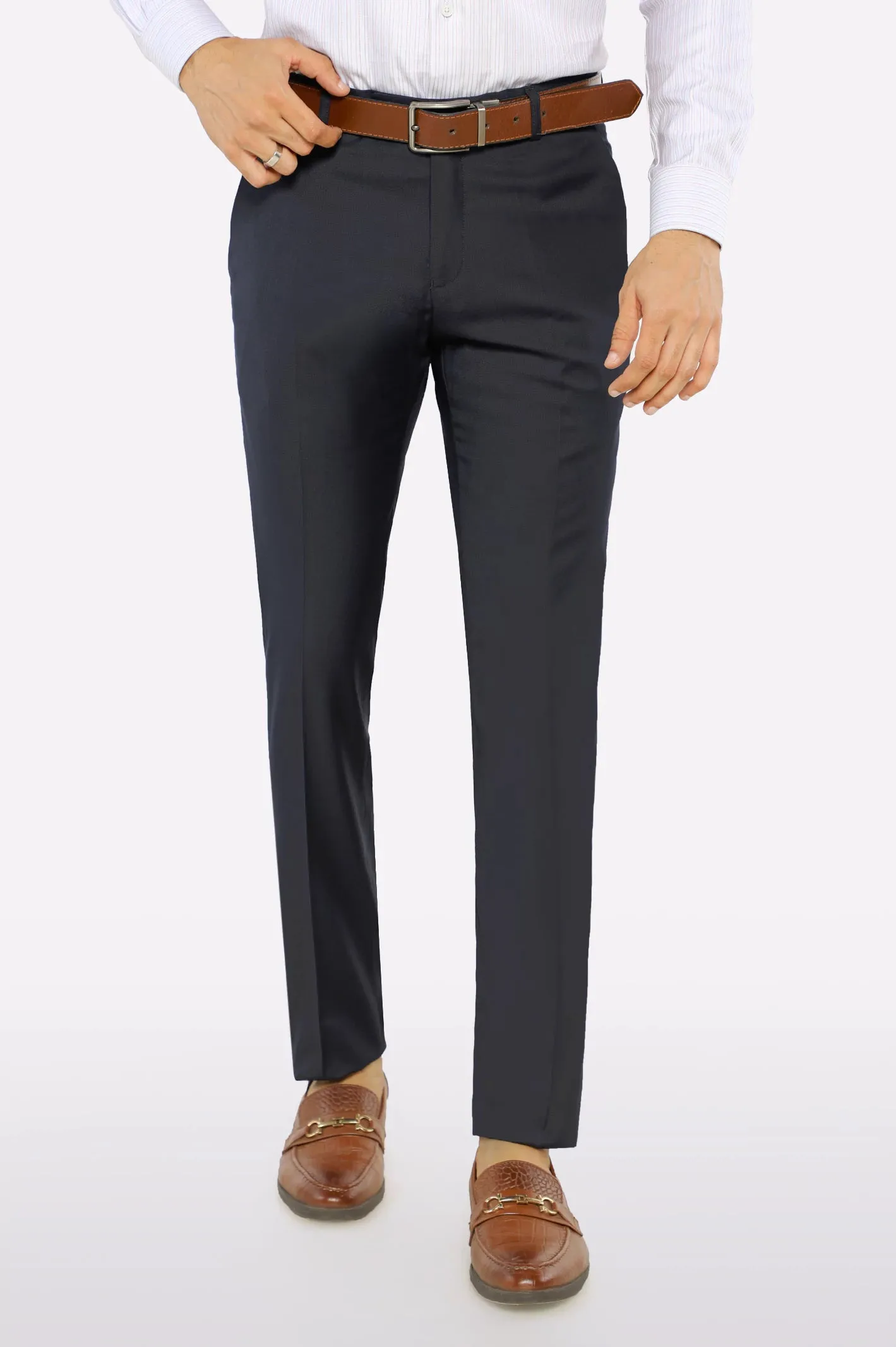 Navy Blue Slim Fit Formal Trouser
