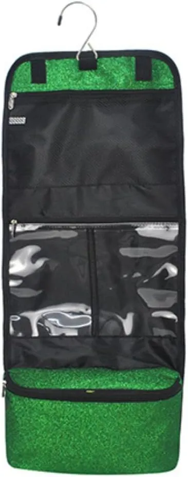 NGIL Glitter Travel Hanging Toiletry Bag for Cheerleaders and Dance Teams, Toiletry Organizer and Toiletry Bag for Women, Cosmetic Travel Bag(Glitter-Green)