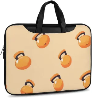 Orange Kettlebells Fitness Workout Leather Bag Laptop Case Slim Water Resistant Computer Bags with Handle Briefcase for Work
