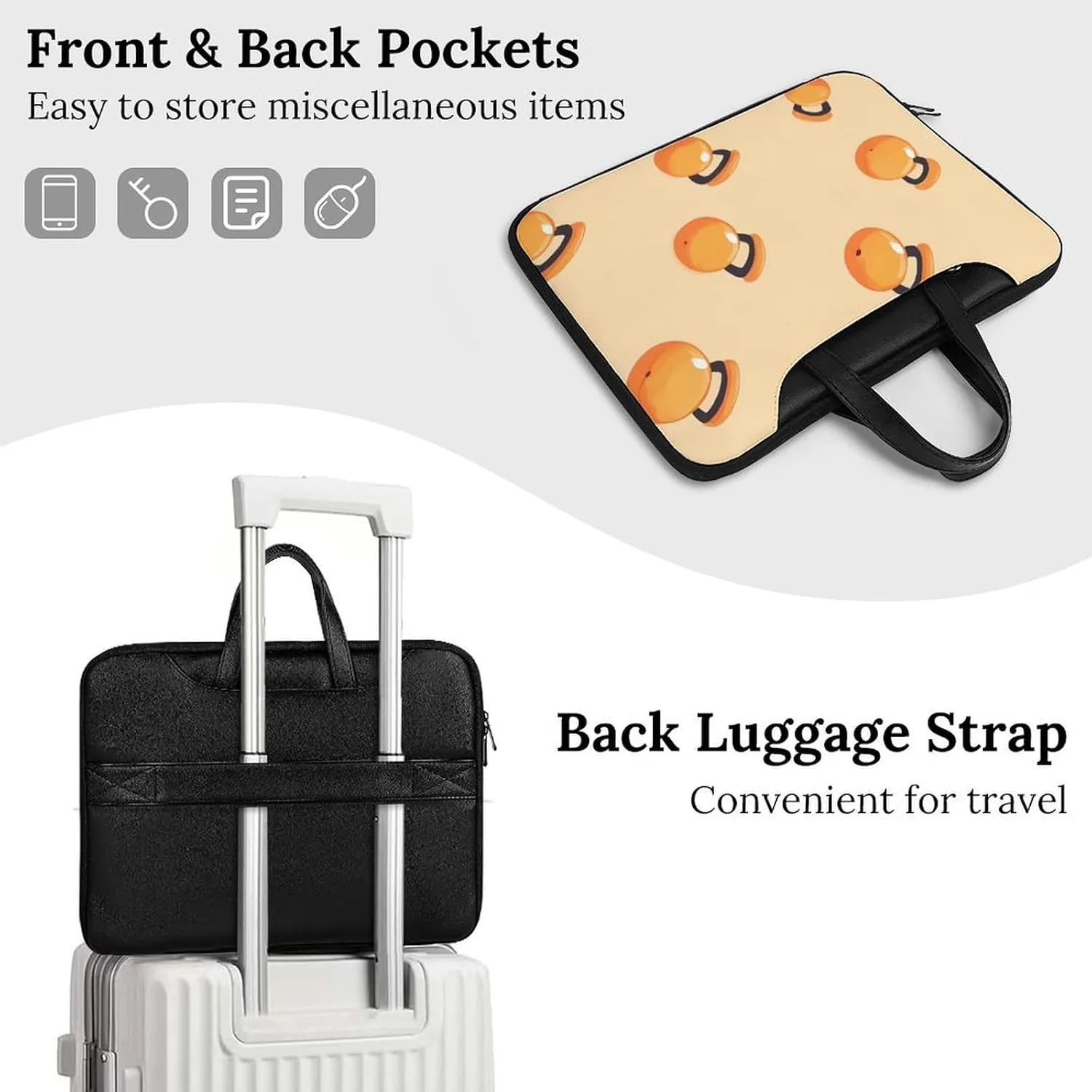 Orange Kettlebells Fitness Workout Leather Bag Laptop Case Slim Water Resistant Computer Bags with Handle Briefcase for Work