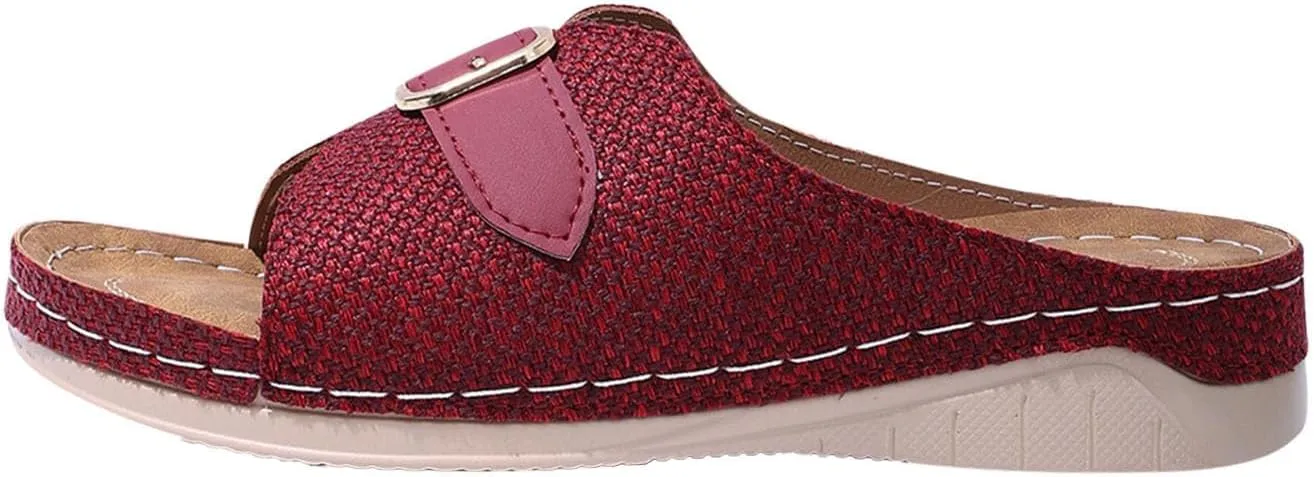 Orthopedic Sandals for Women Comfortable Arch Support Wedge Sandals 2025 Summer Casual Open Toe Slip-On Outdoor Walking Shoes Slippers
