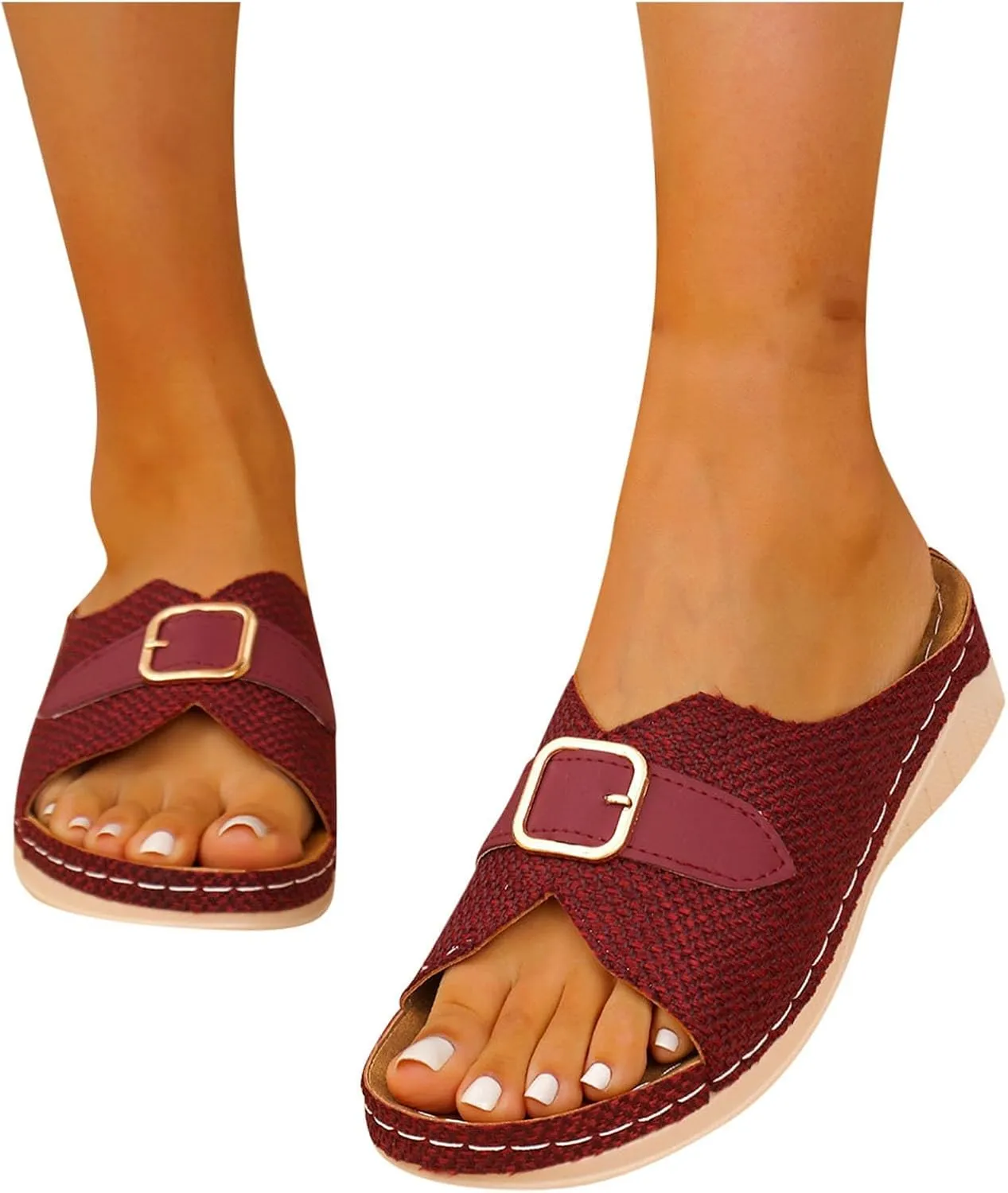 Orthopedic Sandals for Women Comfortable Arch Support Wedge Sandals 2025 Summer Casual Open Toe Slip-On Outdoor Walking Shoes Slippers