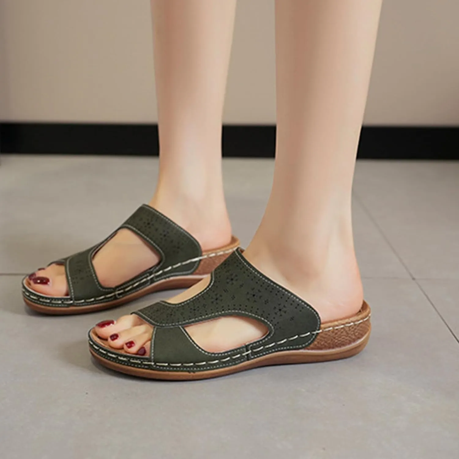 Orthopedic Sandals for Women, Retro Dress Shoes, Comfortable Walking Sandals Arch Support, Casual Open Toe Shoes, Low Wedge Platform Sandals, Beach Vacation Shoe