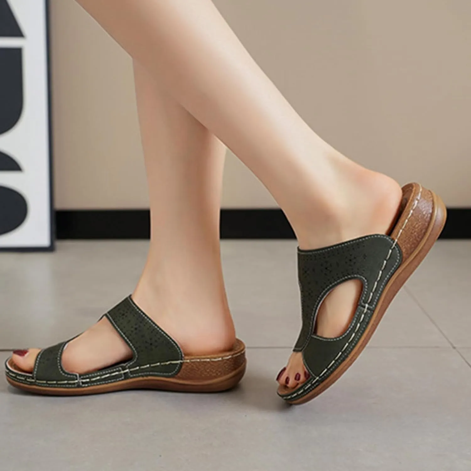 Orthopedic Sandals for Women, Retro Dress Shoes, Comfortable Walking Sandals Arch Support, Casual Open Toe Shoes, Low Wedge Platform Sandals, Beach Vacation Shoe