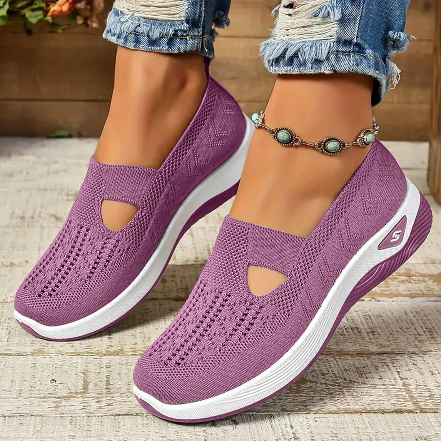 Orthopedic Shoes for Women Woven Orthopedic Breathable Shoes Slip On Arch Support Walking Shoes Diabetic Foam Shoes