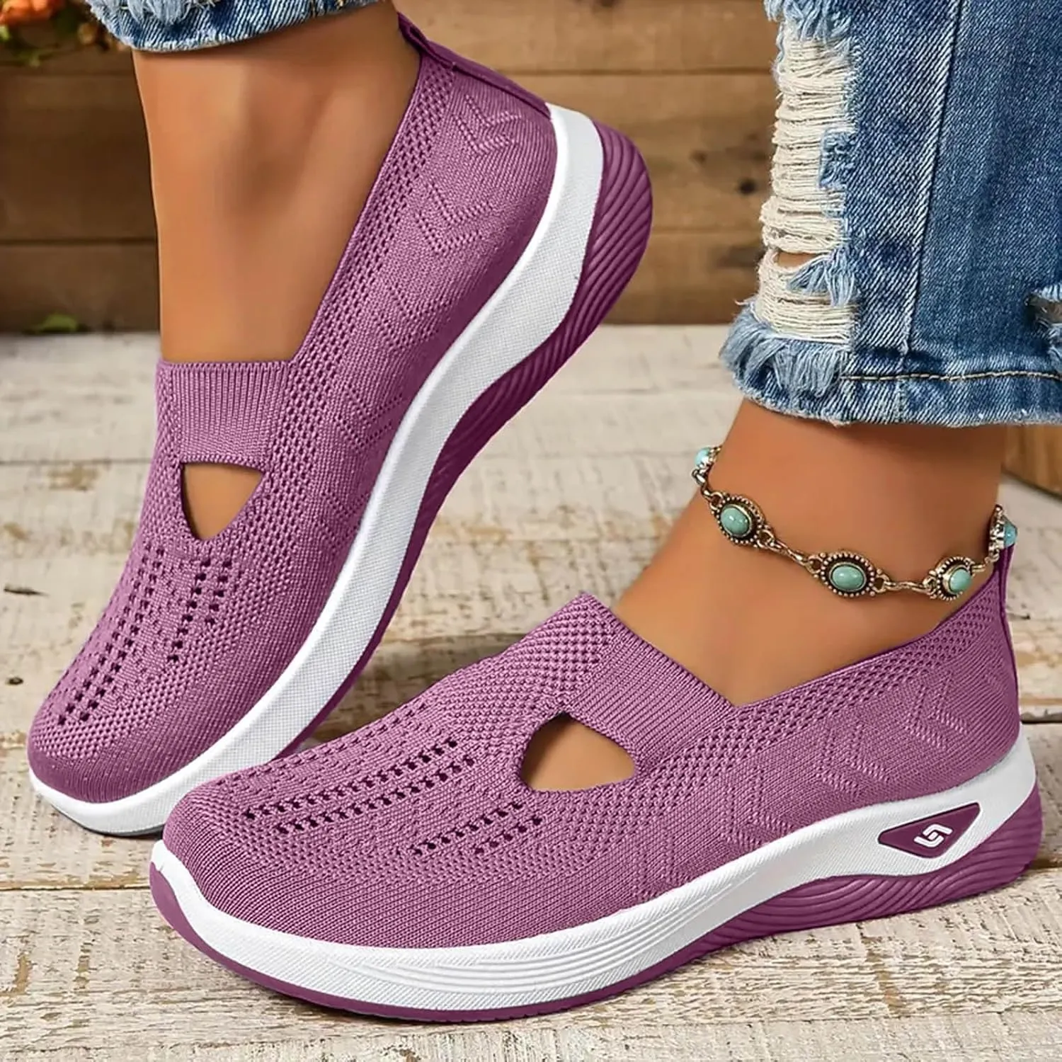 Orthopedic Shoes for Women Woven Orthopedic Breathable Shoes Slip On Arch Support Walking Shoes Diabetic Foam Shoes