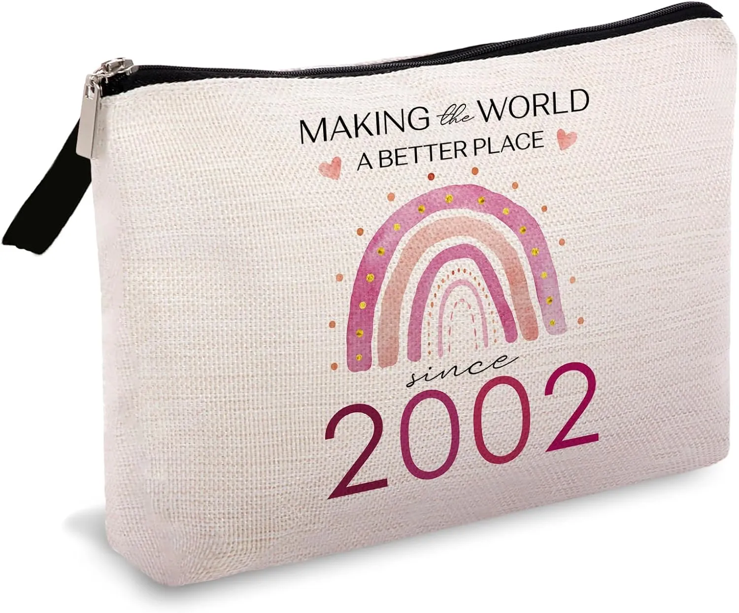 OUZ Birthday Gifts for Her, Birthday Gifts Cosmetic Bag for Friend, Sister, Her, Travel Makeup Organizer Zipper Pouch-Making The World a Better Place Since (23st-2002)