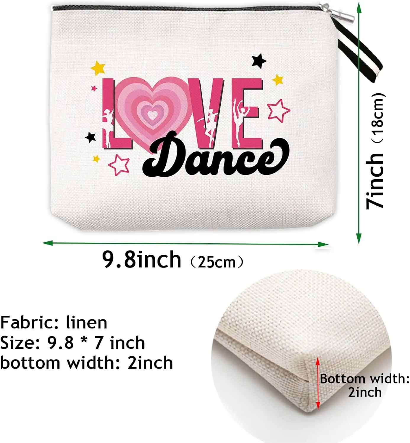 OUZ Dance Lover Makeup Bag, Ballet Dancer Cosmetic Bag, Elegant Dancer Gifts Inspirational Gifts for Toiletry Zipper Pouch for Women Girl Dance Team (Dancer-01)