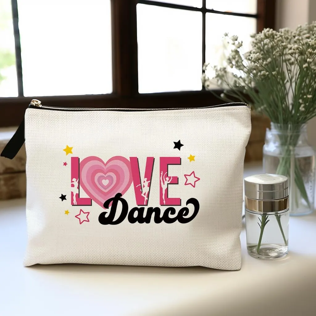 OUZ Dance Lover Makeup Bag, Ballet Dancer Cosmetic Bag, Elegant Dancer Gifts Inspirational Gifts for Toiletry Zipper Pouch for Women Girl Dance Team (Dancer-01)
