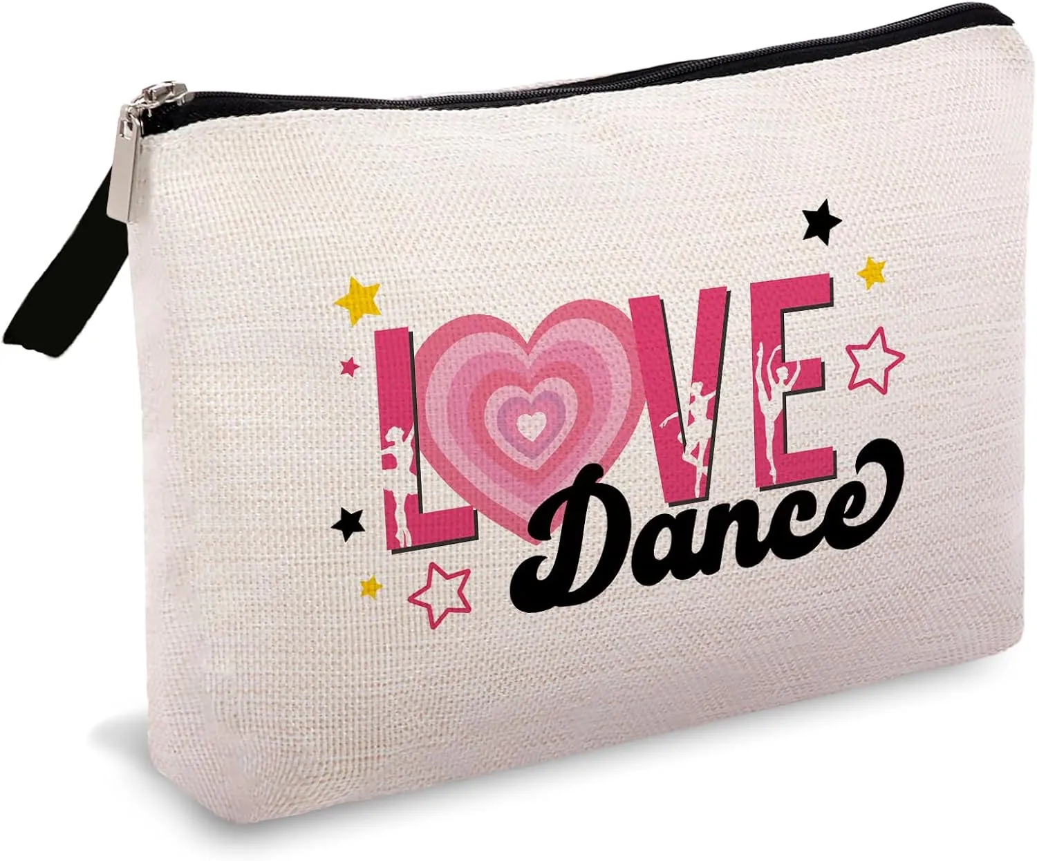 OUZ Dance Lover Makeup Bag, Ballet Dancer Cosmetic Bag, Elegant Dancer Gifts Inspirational Gifts for Toiletry Zipper Pouch for Women Girl Dance Team (Dancer-01)