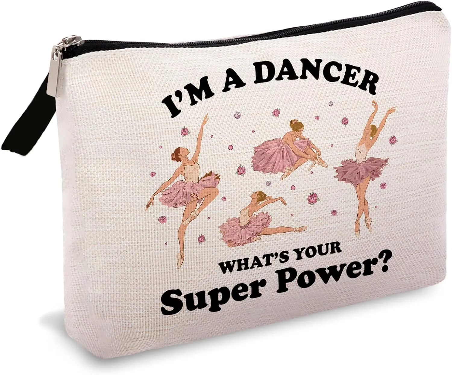 OUZ Dance Lover Makeup Bag, Ballet Dancer Cosmetic Bag, Elegant Dancer Gifts Inspirational Gifts for Toiletry Zipper Pouch for Women Girl Dance Team (Dancer-02)