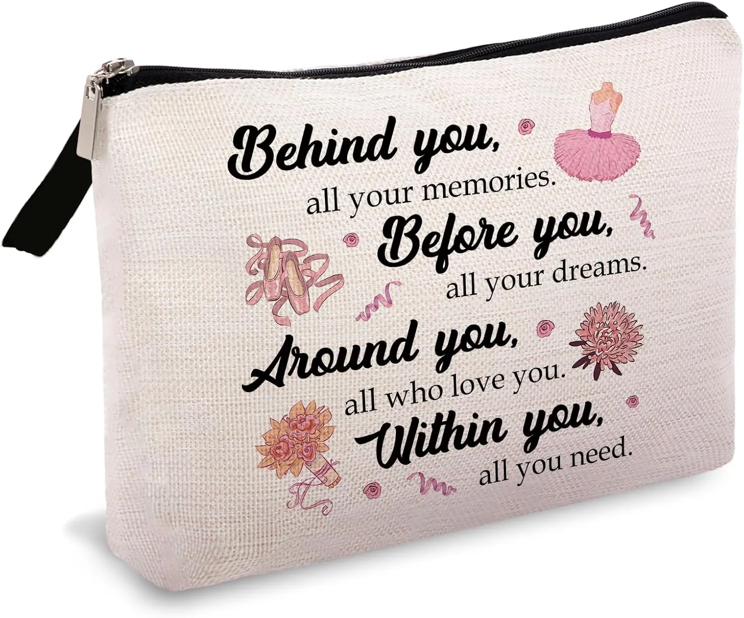 OUZ Dance Lover Makeup Bag, Ballet Dancer Cosmetic Bag, Elegant Dancer Gifts Inspirational Gifts for Toiletry Zipper Pouch for Women Girl Dance Team (Dancer-03)