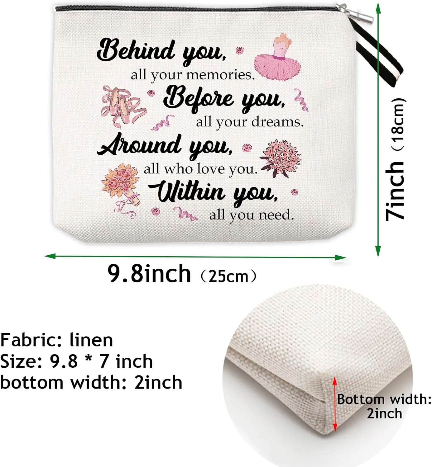 OUZ Dance Lover Makeup Bag, Ballet Dancer Cosmetic Bag, Elegant Dancer Gifts Inspirational Gifts for Toiletry Zipper Pouch for Women Girl Dance Team (Dancer-03)