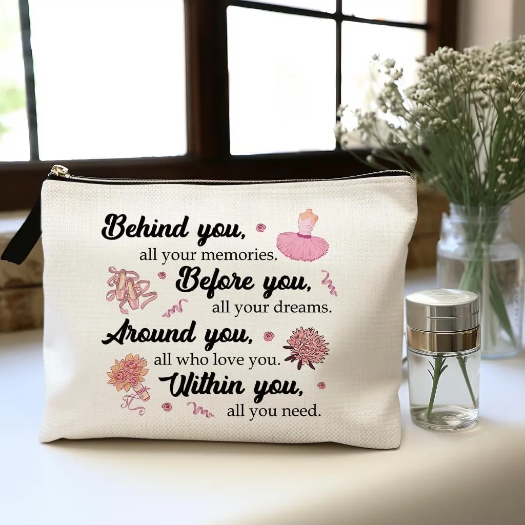 OUZ Dance Lover Makeup Bag, Ballet Dancer Cosmetic Bag, Elegant Dancer Gifts Inspirational Gifts for Toiletry Zipper Pouch for Women Girl Dance Team (Dancer-03)