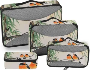 Packing Cubes for Travel 4 Set Willow Trees Birds Luggage Set Suitcase Organizer Bags Mesh Accessories Storage Pouch Toiletry Packing Cubes