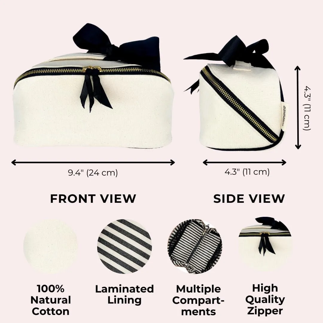 Personalized Makeup Bag for Women | Cosmetic Bag Organizer for Girls with Monogramming | Makeup Pouch for Traveling | Toiletry Bags for Women | Make Up Travel Pouches | Cream