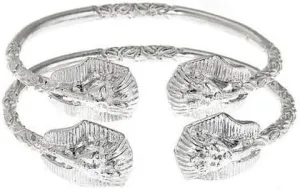 Pharaoh Head .925 Sterling Silver West Indian Bangles (Pair 66g) (MADE IN USA)