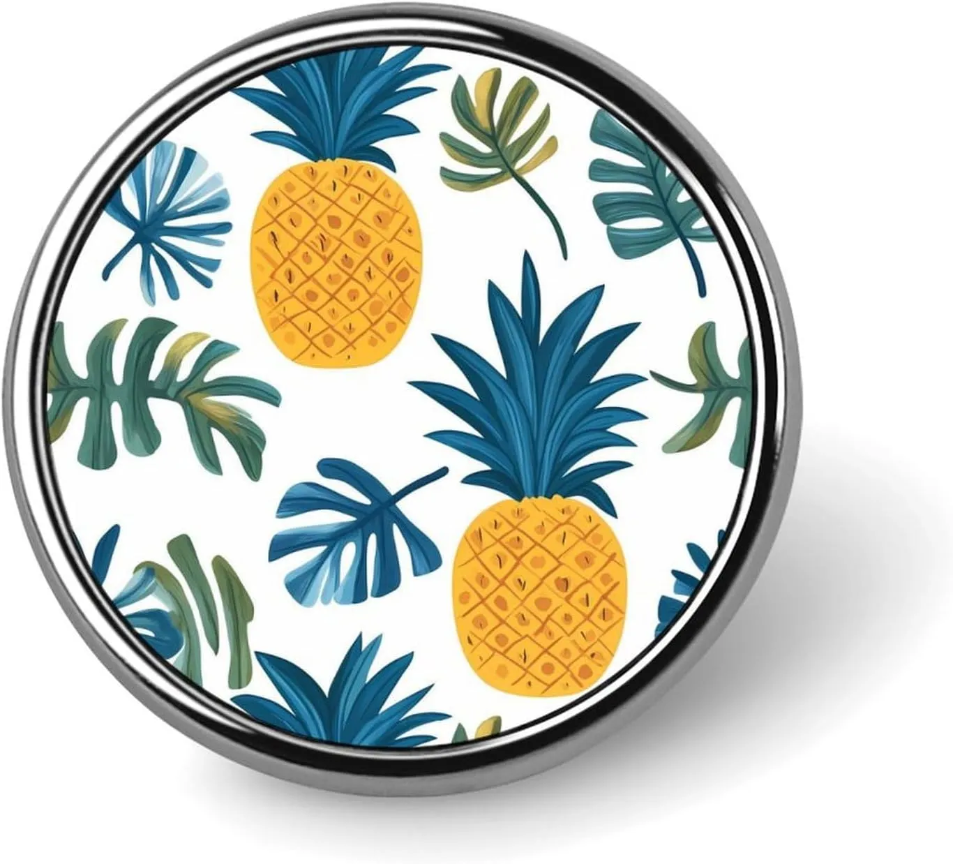 Pineapple Tropical Leaves Pin Enamel Lapel Pins Round Badge Brooches Clothing Decoration for Women Men